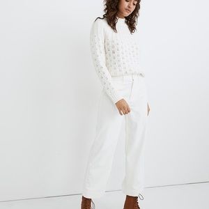 Madewell Slim Emmett Wide-Leg Crop Pants in White Corduroy
